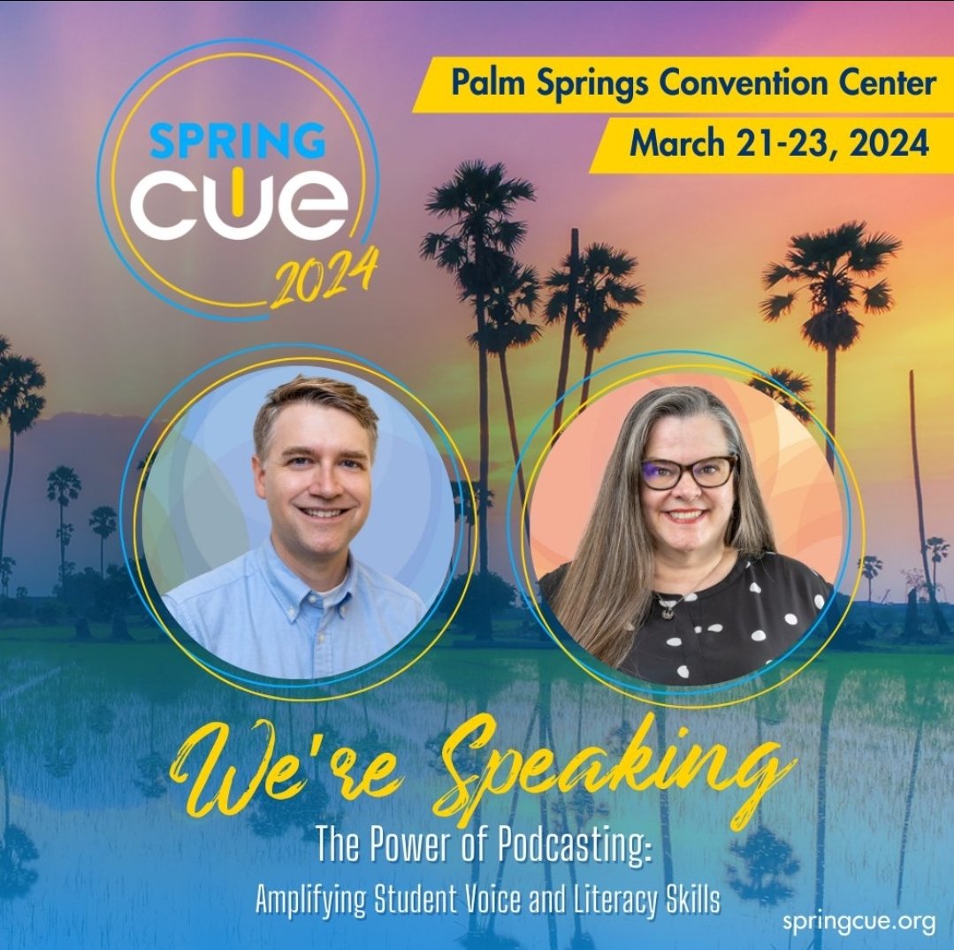 Today's the day! If you're in Palm Springs for #SpringCUE come check out our session this afternoon on Podcasting in the Classroom. @Matt_LAUSD #EmpoweredByITI @cuelosangeles @cueinc #wearecue #techtosas