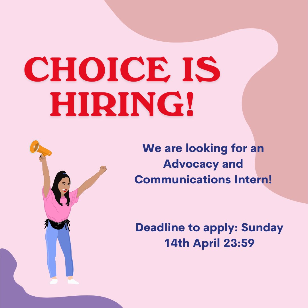 We are hiring! 💫 CHOICE is looking for an Advocacy and Communications Intern! Do you enjoy content creation? Passionate about Sexual & Reproductive Health & Rights? Curious to learn about advocacy? Then send us your application! 💘choiceforyouth.org/about/join-us/… #SRHR #youth #vacancy