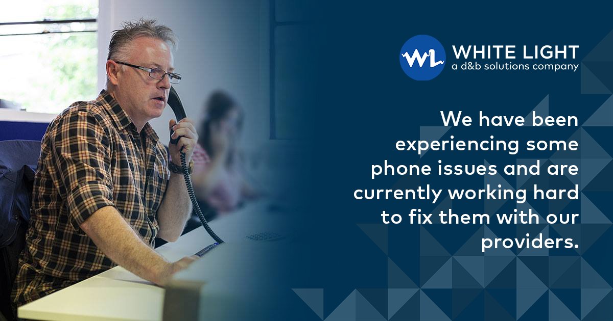 We have been experiencing some phone issues recently. We are working hard to fix them with our providers. If we missed your call, or you were cut off, please call back or email us via hire@whitelight.ltd.uk or sales@whitelight.ltd.uk Sorry for any frustration this has caused.