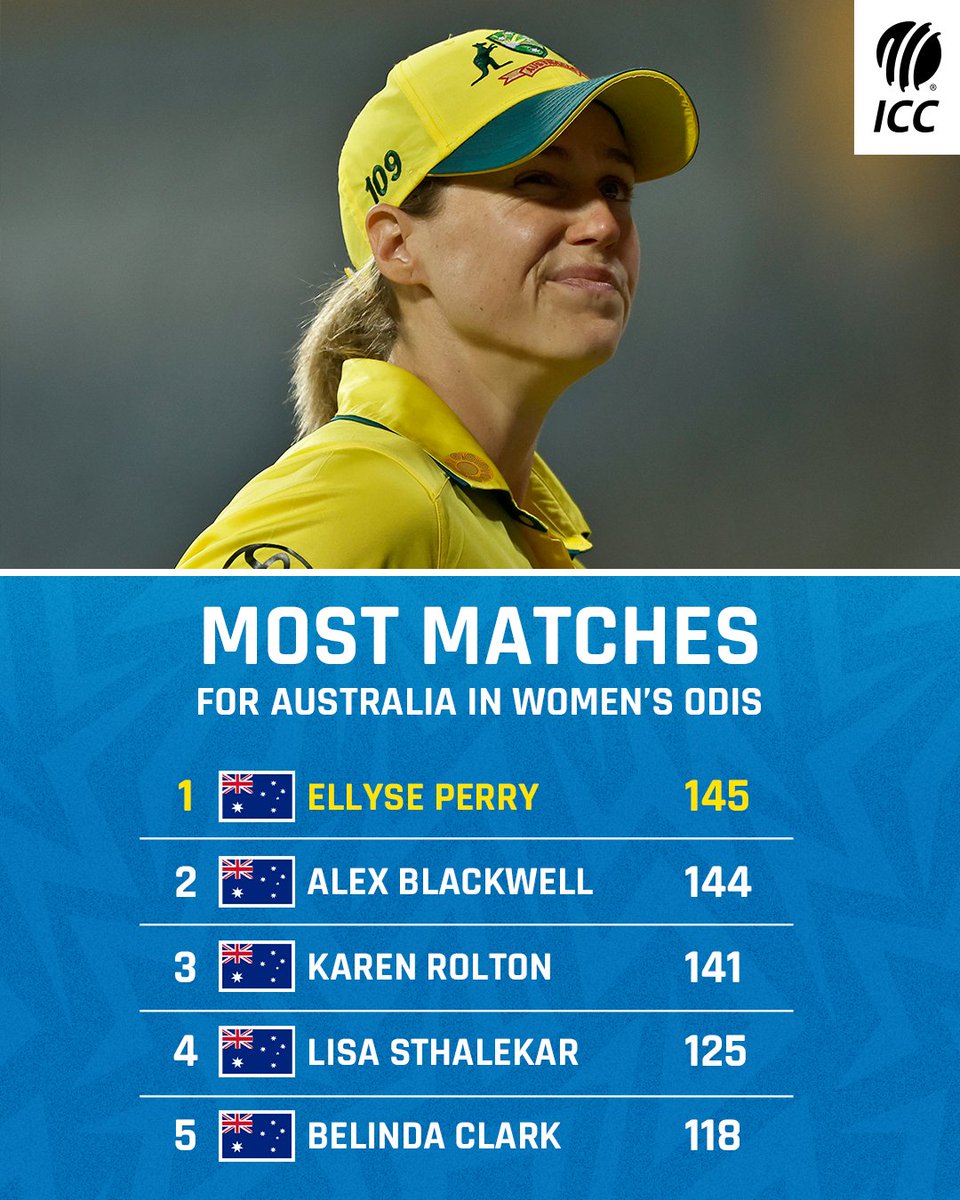 Ellyse Perry became the most capped Australian player in Women's ODIs when she took the field against Bangladesh 👏

#BANvAUS