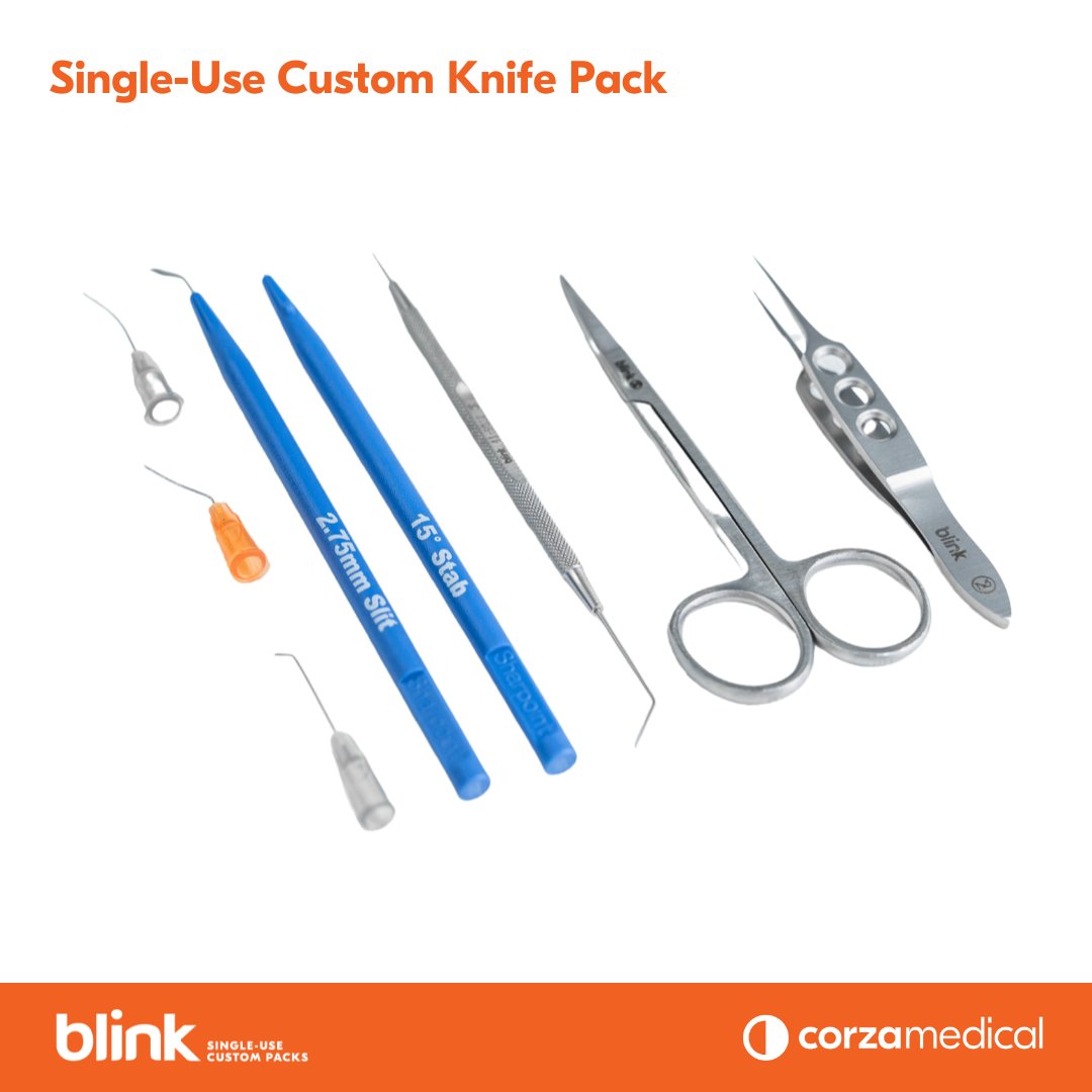 Blink Custom Packs are now available in the United States. This week, we’re highlighting our highly popular custom single-use knife pack. ​
​
Custom Knife Packs are sold in sets of 8. Interested in learning more? Reach out to your local territory manager.  ​
​
#CorzaEye