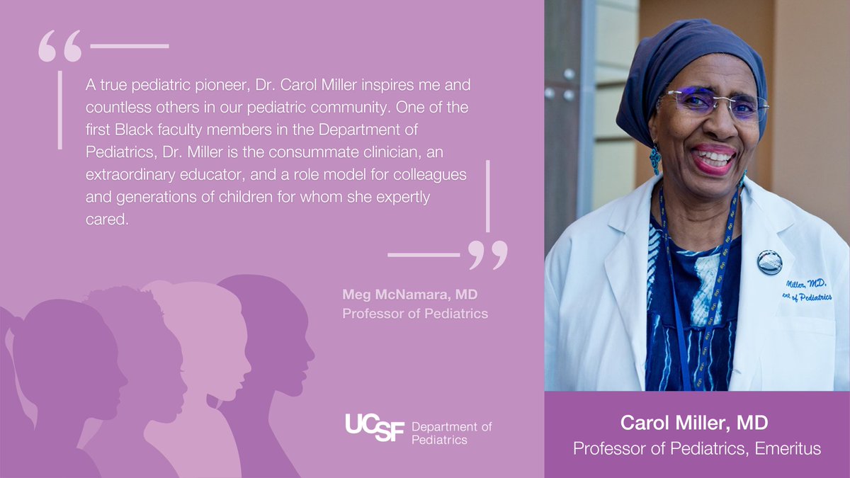 @UCSF Dr. Carol Miller, a pioneer in Neonatal-Perinatal medicine, specializes in caring for infants and children with high-risk conditions. A trailblazer as the first Black faculty member at @UCSFChildrens, she has dedicated over four decades to serving San Francisco's children.