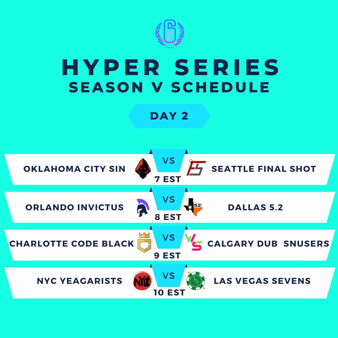 Here is the schedule for tonight!! Stream will be up at 6:50 pm Est. Twitch.tv/HyperSeriesGG
