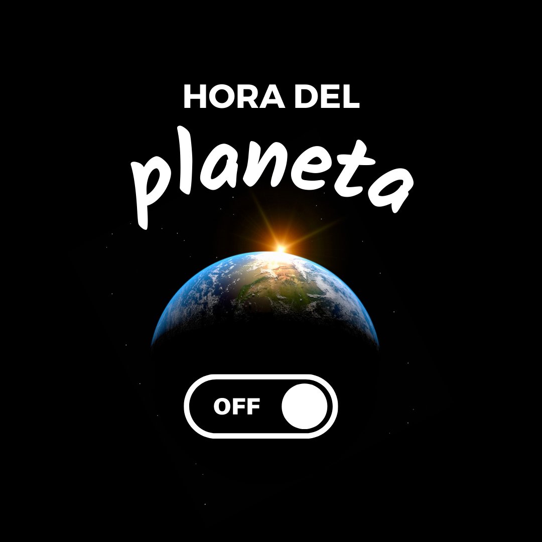 ¡Solo tenemos un planeta! Hoy sábado, en la #HoraDelPlaneta a las 20:30 h (tu hora local), estés dónde estés, ¡súmate apagando las luces 💡! Cada minuto y cada hora cuentan: tomemos la #AcciónClimática y protejamos juntos nuestro único hogar.