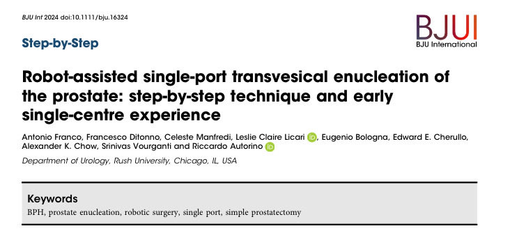 A visual description of SP transvesical enucleation of the prostate for BPH! Read the single center experience @RushUrology, just published in the Step-by-step section of the @BJUIjournal