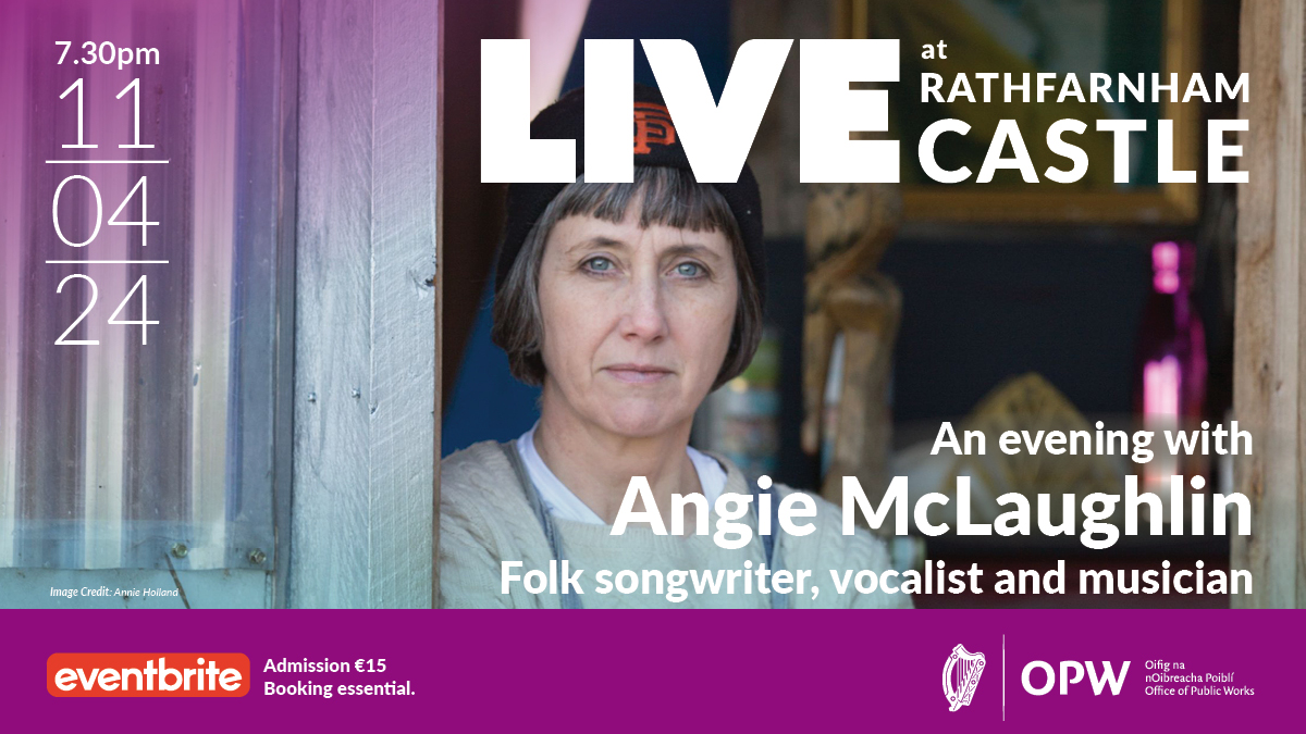 Tickets now on sale for this very special event featuring folk songwriter, vocalist and musician, Angie McLaughlin. Tickets just €15 & available here: eventbrite.ie/e/858096348277 @opwireland @HeritageIreOPW @pearsemuseumOPW @Dundrum_info @RathfarnhamV @DublinsOutdoors