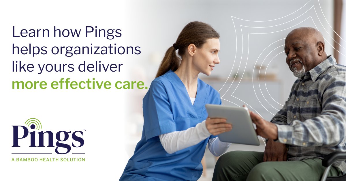 When healthcare data is siloed, accessing and analyzing it is next to impossible. Pings provides real-time e-notifications about patient care transitions in real-time. Visit bit.ly/3tfQ6yp to learn how Pings can help improve patient outcomes and increase revenue.