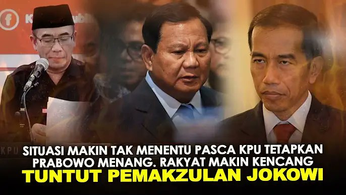 herculep638's tweet photo. SITUASI TAK MENENTU PASCA PRABOWO DITETAPKAN PEMENANG PILPRES. TUNTUTAN PEMAKZULAN JOKOWI KIAN KENCANG https://t.co/Hi89Cuy95r