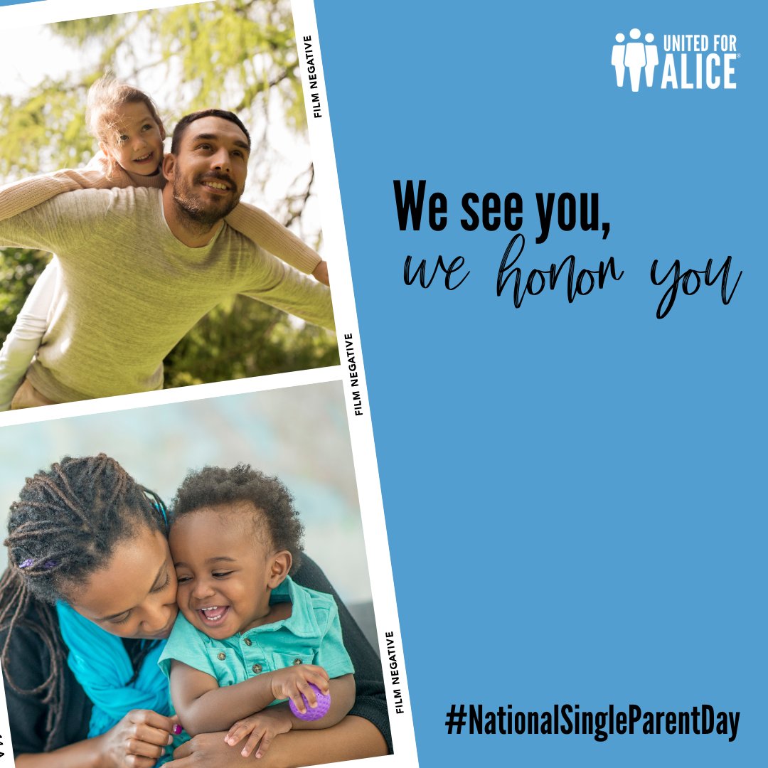 In the US, more than 1/2 of families with single dads, & 3/4 of families with single moms struggle financially. It's #NationalSingleParentDay, and we honor the resilience of single parents making impossible choices to provide for their children.
#UnitedForALICE #SingleParentDay