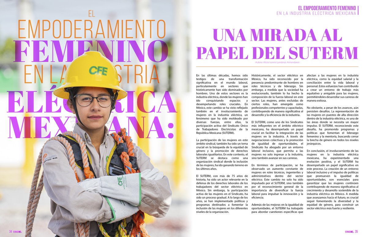 Conoce más sobre el Empoderamiento Femenino en la Industria Eléctrica Mexicana, esto como parte de nuestra Revista S1NDIKL Edición Mujer #SUTERMporMEXICO #SiempreSUTERM #YoSoySUTERM #SUTERMenlaRed #S1NDIKL suterm.mx/es/descargaRev…