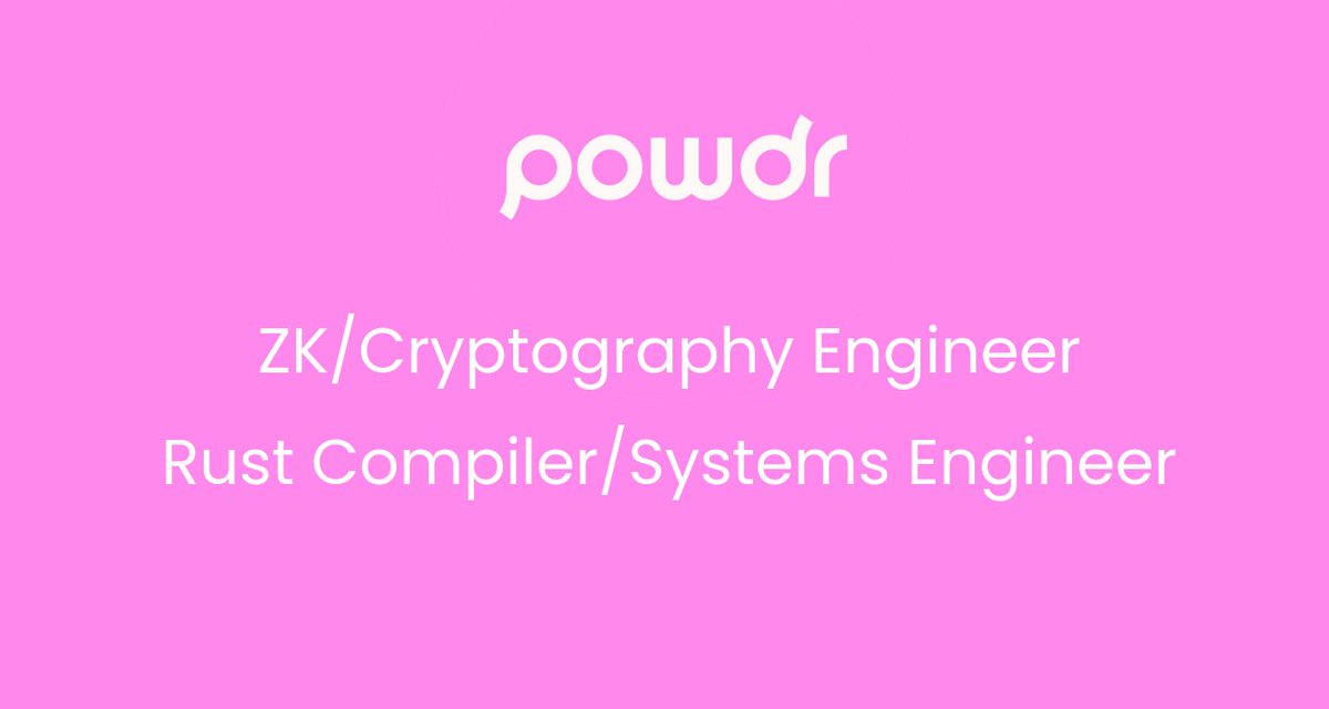 We're growing our amazing team and currently hiring: 🔒 ZK/Cryptography Engineer ⚙️ Rust Compiler/Systems Engineer If you enjoy problem-solving and interesting challenges, these roles are for you. Details here: github.com/powdr-labs/jobs