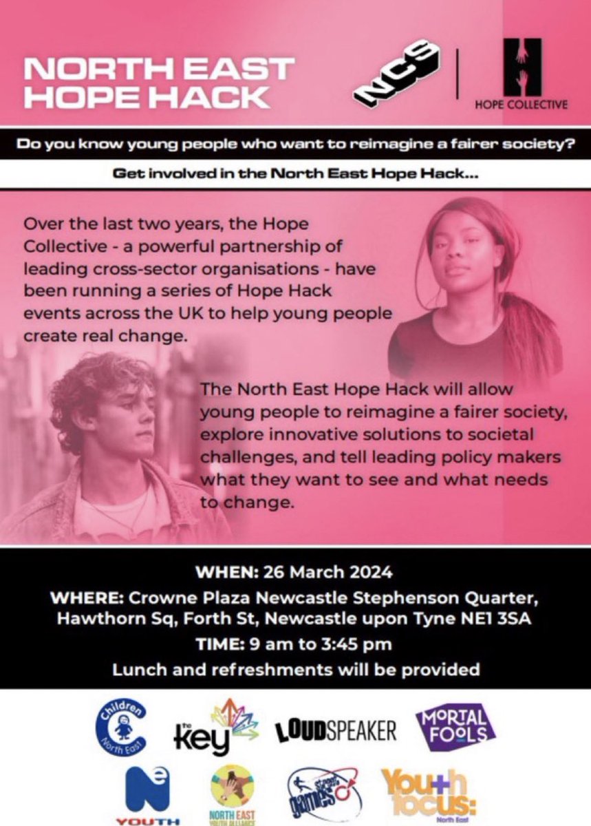 NEWCASTLE. @HopeCollective2 is coming. Next week will be amazing, gathering young people together to design their best lives and future for your wonderful city. All  welcome and must thrive upon The Tyne . The collective #PowerOfYouth, community and connection ⬇️