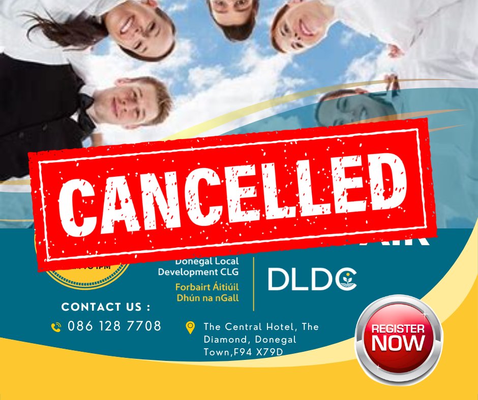❗️CANCELLED EVENT NOTICE❗️ The Hospitality Job Fair scheduled for MONDAY, 25TH MARCH 2024 at The Central Hotel, Donegal Town, has been CANCELLED. We apologise for any inconvenience. For inquiries, contact 086 128 7708. Thank you for your understanding.