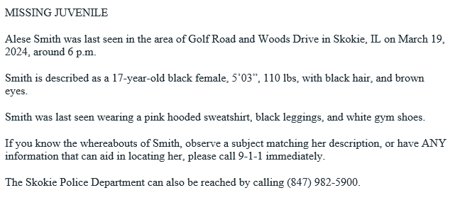 Skokie Police tweet media