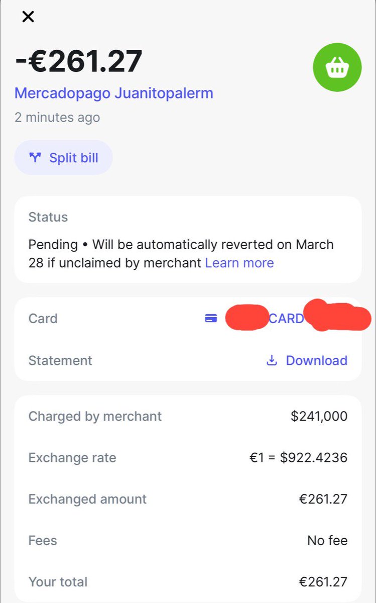 Got scammed in 🇦🇷 Buenos Aires with the famous 'extra zero' scam at Órale Juanito Palermo, mexican resto Receipt said 24,100 ARS = $28 Then they charged me 241,000 ARS = $280 Staff was rly friendly UNTIL we found out, started ignoring us, didn't wanna talk, didn't wanna return