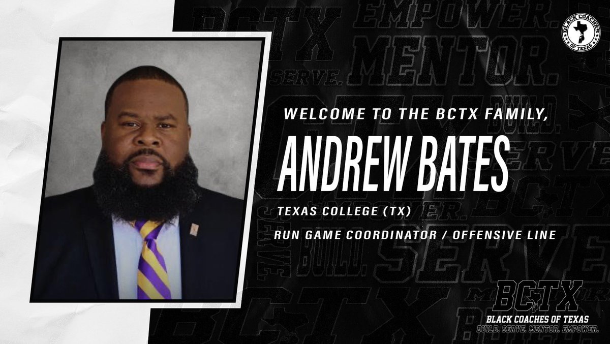 Welcome to the #BCTX🫱🏾‍🫲🏿 family @CoachATBates! Build. Serve. Mentor. Empower. Join the #BCTX🫱🏾‍🫲🏿 today!