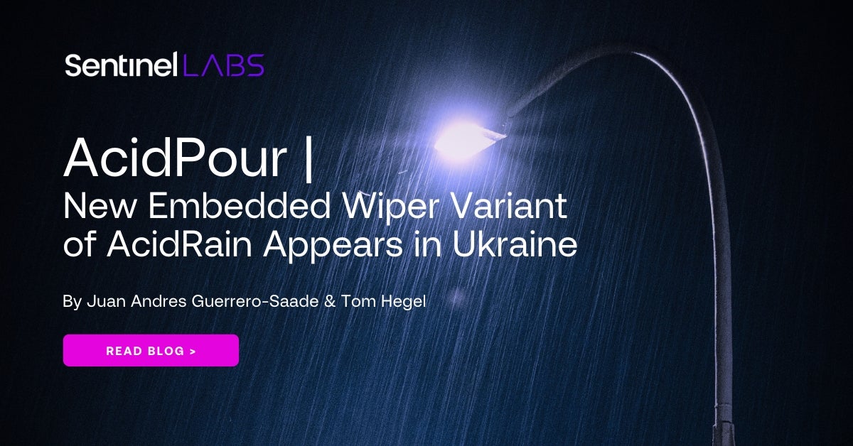 🇷🇺 New from @LabsSentinel: We have discovered a novel malware variant of AcidRain, which we call AcidPour and connect to threat clusters previously publicly attributed to Russian military intelligence. This new malware could be targeting telecoms networks in Ukraine. Read the…