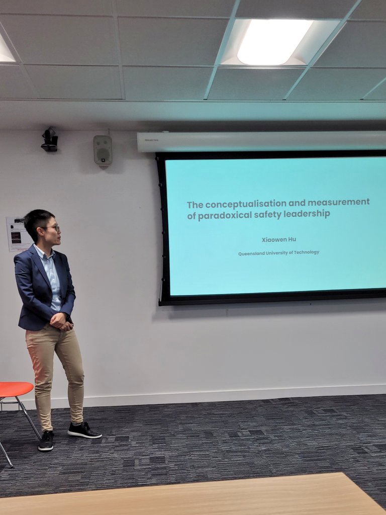 We've been lucky to host Dr Xiaowen Hu @QUTBusiness for the past month. Today, she presented her research on paradoxical safety leadership, which made us question whether leaders can juggle the needs of safety and productivity. 👷🦺

Thank you, Xiaowen!