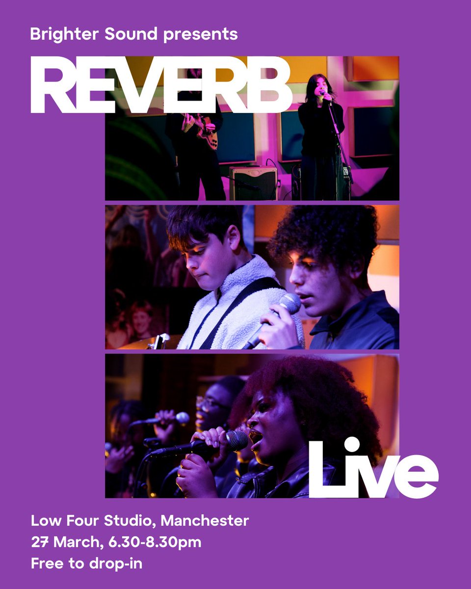 Join us next Wednesday at @lowfourstudio for a showcase of Manchester’s best young music talent ✨ Reverb Live will feature: • A headline @rumbitauro • A DJ set from DJ Matty B • New material from our Reverb project 27 March, 6.30-8.30pm 📅 brightersound.com/get-involved/r…