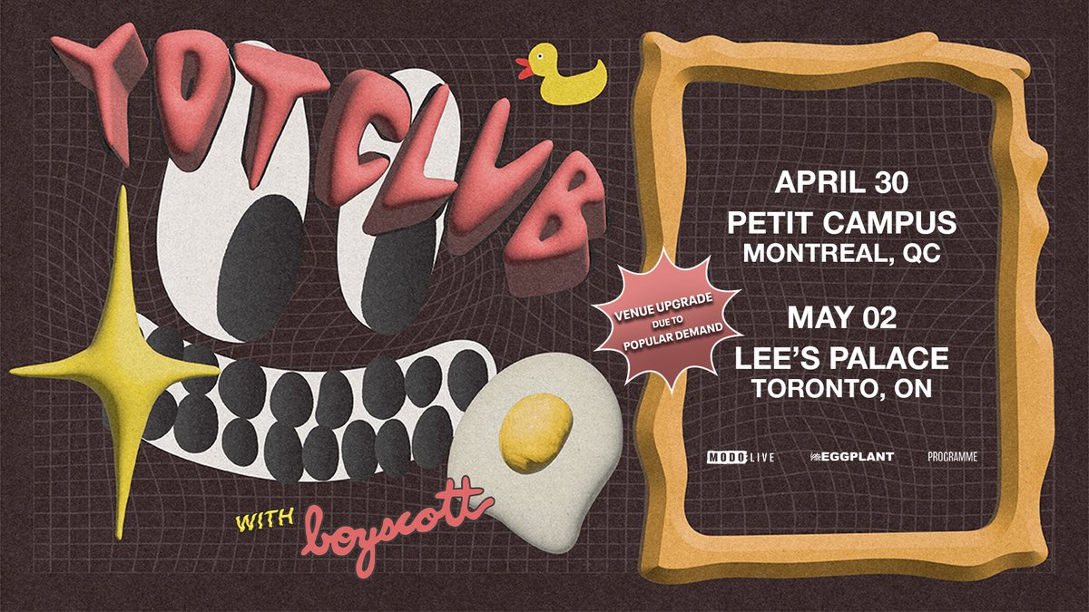 Venue Upgrade! 💥 @yot_club takes over @LeesPalaceTO on Thursday May 2nd with @boyscottt! More tickets released! Get your now: found.ee/YotClub-YYZ #yotclub #torontoconcerts #leespalace