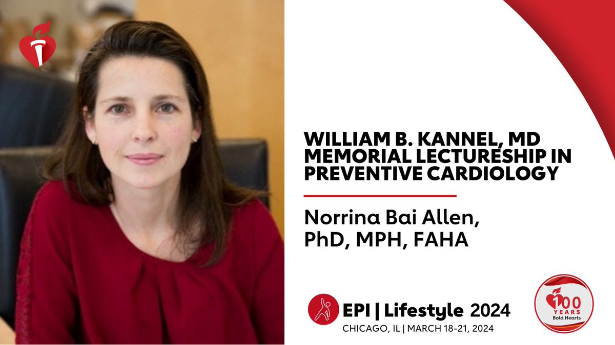 Congratulations to Norrina Bai Allen, the William B. Kannel, MD, Memorial Lectureship in Preventive Cardiology awardee. The lectureship honors Dr. Kannel’s dedication to the field of cardiovascular epidemiology. @NUFeinbergMed