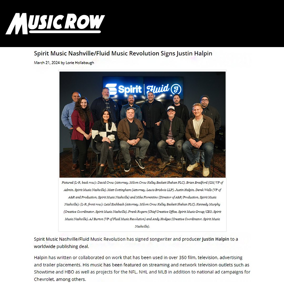 We are thrilled to welcome Nashville-based songwriter and producer Justin Halpin to the Spirit Music Group family! Justin has written and collaborated on projects that have been used in more than 350 film, television, advertising and trailer placements. 💙🎶🎧