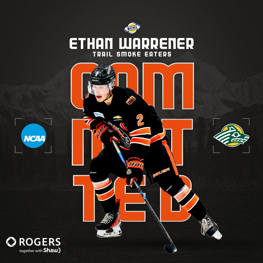 Congrats to Trail Smoke Eaters D Ethan Warrener on his commitment to the University of Alaska-Anchorage!

#ModernHockey | @Rogers 

📸 Liz Wolter