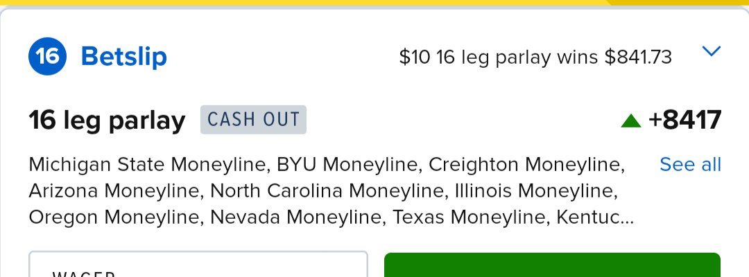 Enjoy this little stretch where your bracket is perfect. Here's how a sportsbook views your chances of even making it through Day 1 (all favorites selected).