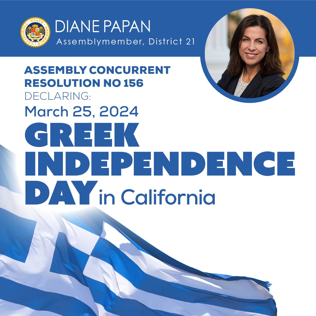 Honored to have my Assembly Concurrent Resolution 156 approved by my colleagues declaring March 25, 2024 Greek Independence Day in CA | @TheAHIinDC @HellenicnewsofA @HellenicLeaders @GreekAmerica @GreeceInUSA @HellenicCouncil @goarch @GreekReporter @OrderOfAHEPA @NationalHerald