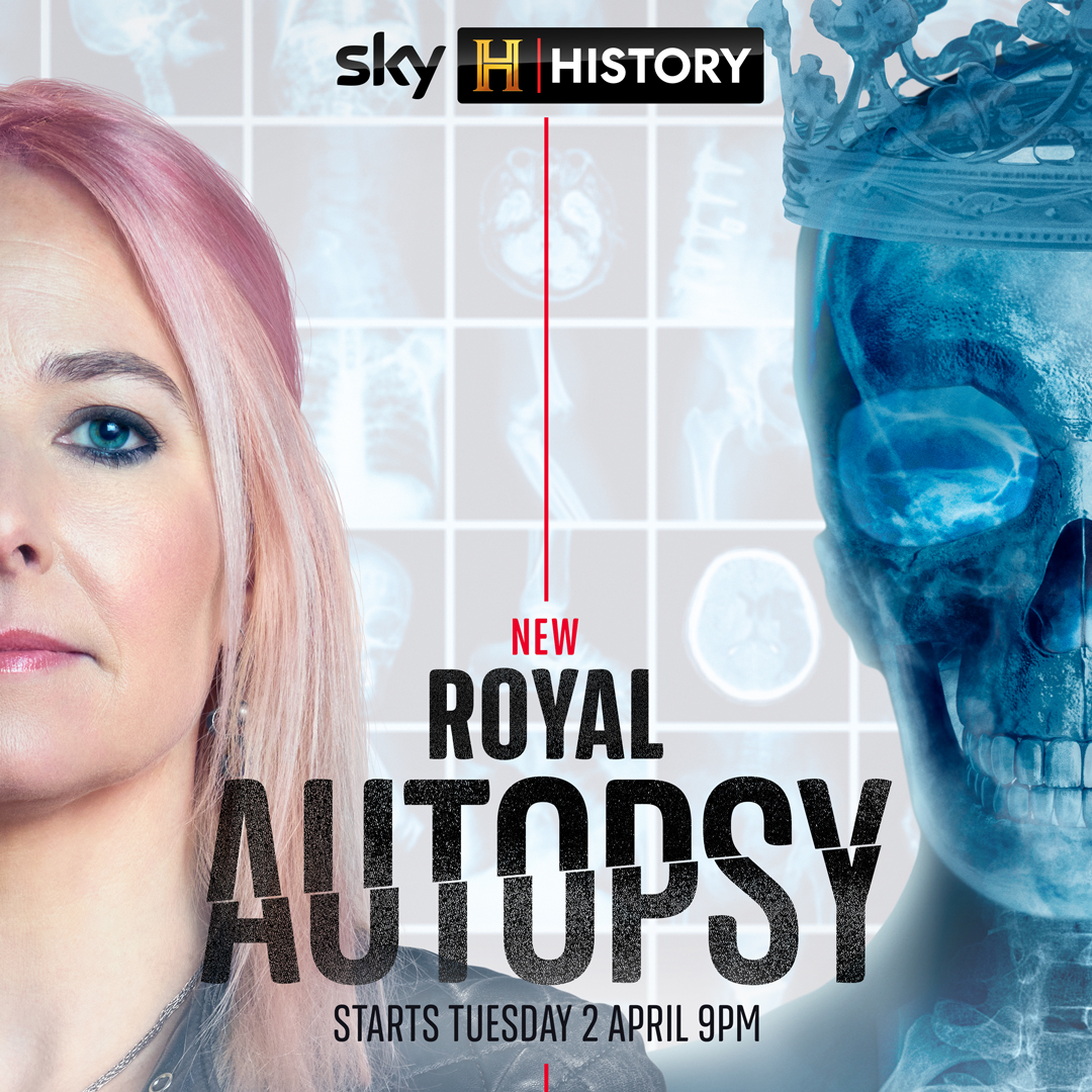 HISTORYUK's tweet photo. #RoyalAutopsy 👑💀 returns with a new season, as @theAliceRoberts dives into the cause of death of four more British Monarchs and discovers startling new facts about their final days.

 📺 Starts Tuesday 2 April 9pm https://t.co/sCMMD5a2ap