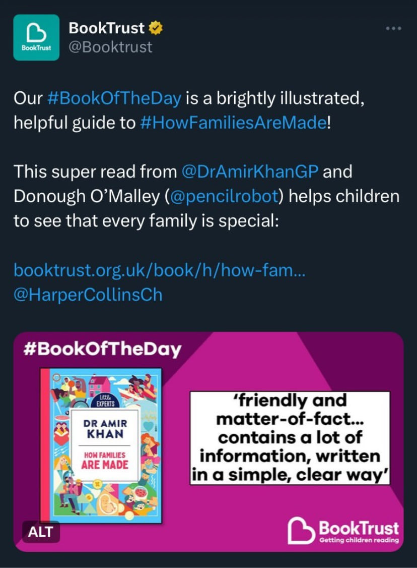 Thank you @Booktrust for the lovely review of Little Experts How Families Are Made by @DrAmirKhanGP and @pencilrobot