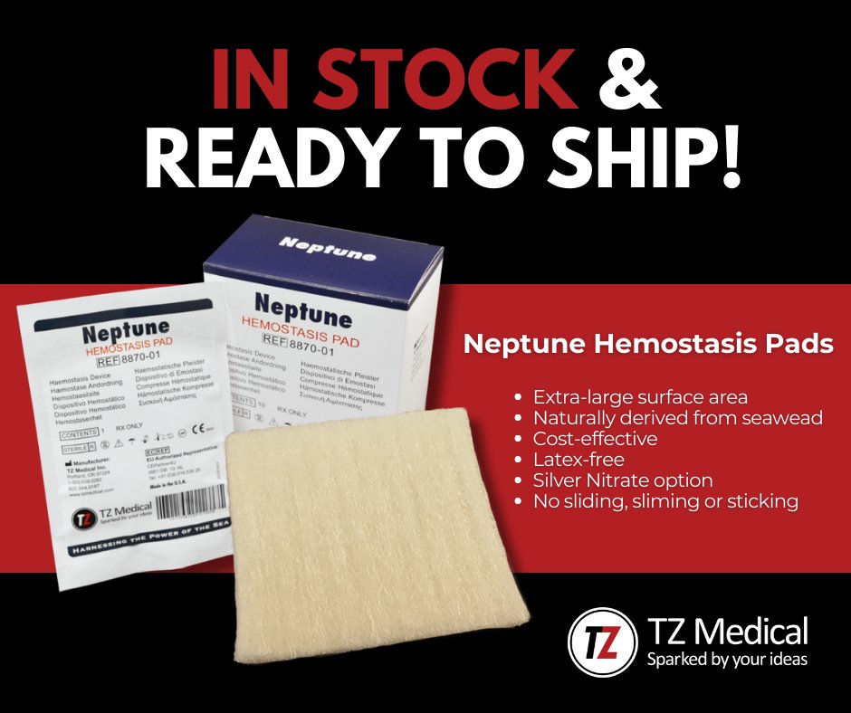 Are your hemostasis products back-ordered? Give Neptune a try! Our regular and SilverStat pads are in stock and ready to ship! Visit hubs.la/Q02qj1vt0 or info@tzmedical.com #interventionalradiology #interventionalcardiology #cathlab #electrophysiology #hemostasis