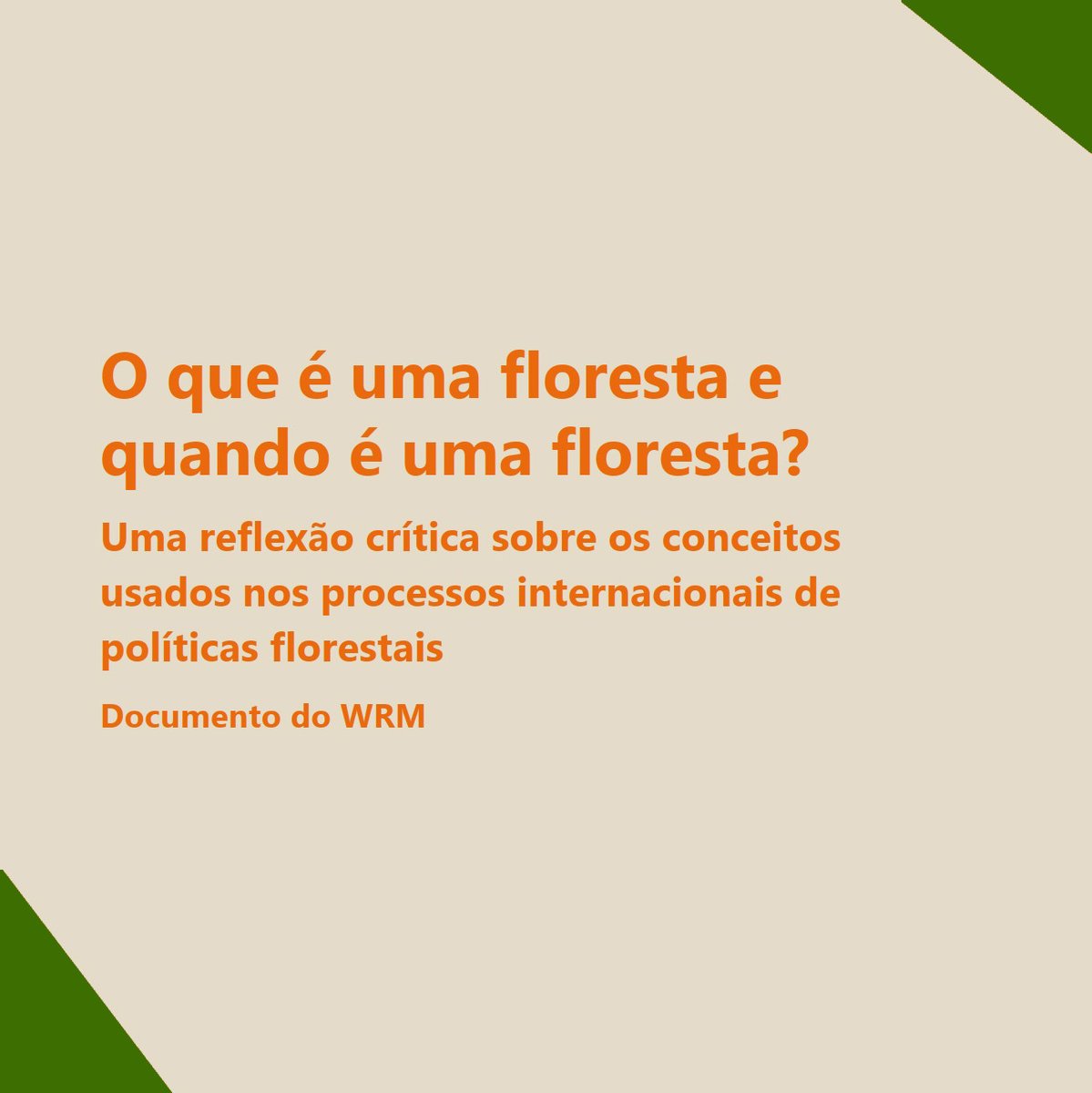 📣 NOVO DOCUMENTO No dia 21 de março, promovido pela FAO como o Dia Internacional das Florestas, o WRM divulga um documento sobre a importância das palavras que usamos: wrm.org.uy/pt/node/20627 #ForestDay