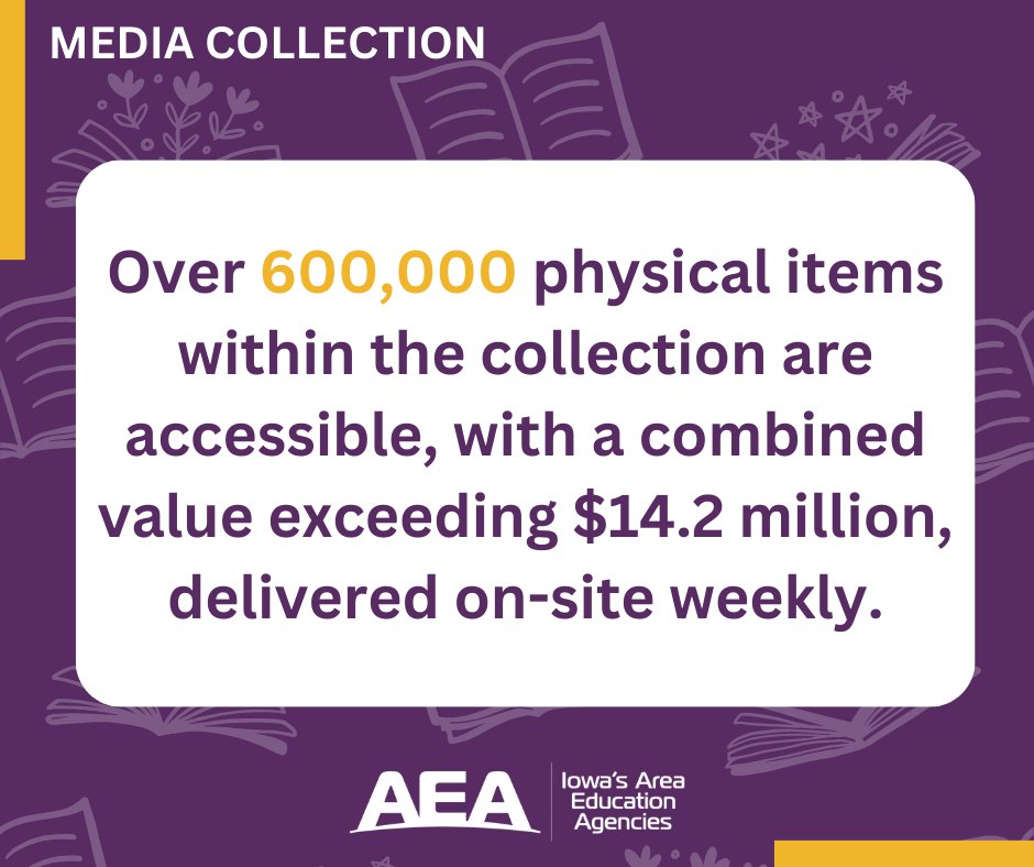 Did you know? Over 600,000 physical media items are available from Iowa’s AEAs, with a combined value exceeding $14.2 million, delivered on-site weekly. #iaedchat #EveryDayatAEA