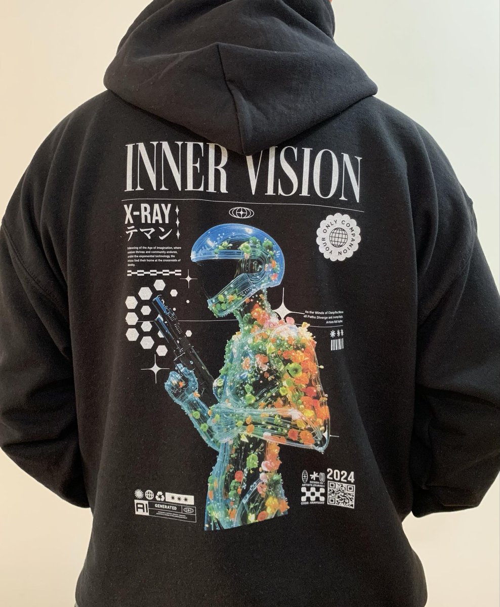 Tonight - Midjourney Masterclass w/ @wilfredlee & Inner Vision AI Art exhibition opening. Both still have space available. The opening party is free to attend (by optional donation), RSVP 👉 eventbrite.ca/e/inner-vision… Included in attendance raffle to win this beautiful hoodie &…