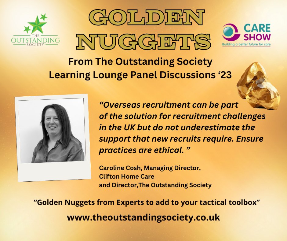 As we gear up to Care Show London, we thought we'd share some 'Golden Nuggets' from our Learning Lounge sessions at the last Care Show - Oct 23 Session 3 was 'Lonely Planet - Hiring from Abroad #careshow #socialcare #goldennuggets #expertadvice #theoutstandingsociety