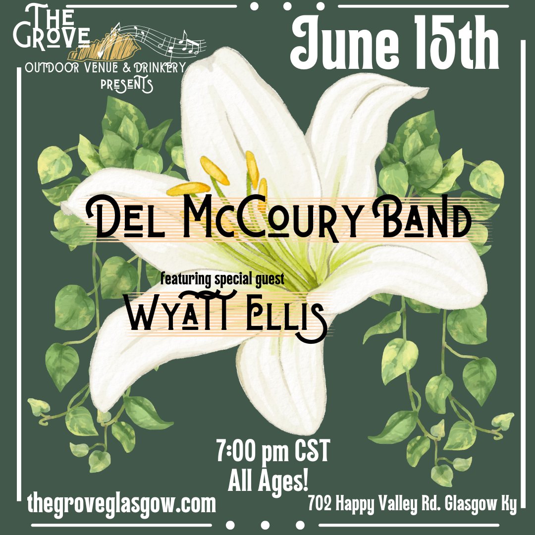 We can't wait to see you in Glasgow this June at The Grove! Tickets are on sale tomorrow at 10am CST 🎉 #delmccouryband #livemusic #thegrove #glasgowky