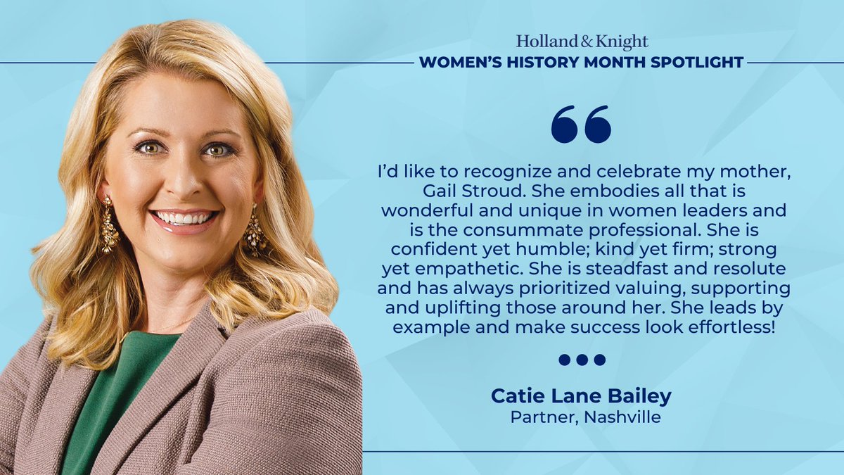 #Nashville #PublicPolicy atty Catie Lane Bailey shares her admiration for her mother in this #WomensHistoryMonth Spotlight. We are proud to celebrate and honor the groundbreaking women who inspire us. #HKWomensInitiative