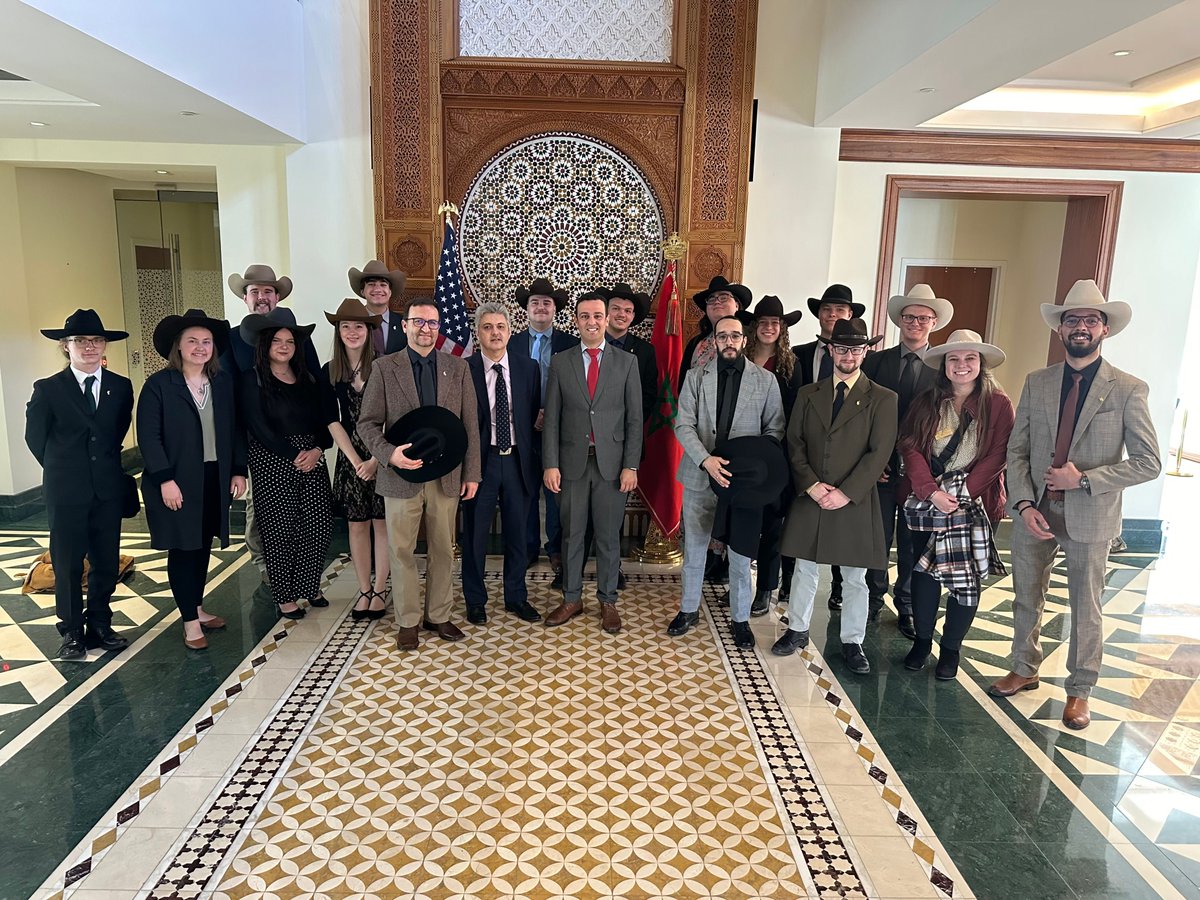 Representatives of the University of Wyoming Model Arab league team meet with Minister Counselor Mr. Younes Nejjar at the Embassy of the Kingdom of Morocco in Washington D.C. ahead of the National University Model Arab League Conference this weekend @morroco_usa