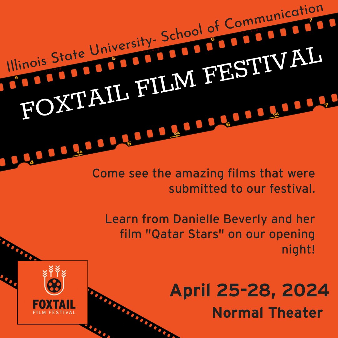 We are working hard to put the Foxtail Film Festival together! Save the date and bring your friends!

#FoxtailFilmFestival #FilmFestival #Festival #NormalTheater #April #SavetheDate #IllinoisStateUniversity #SchoolofCommunication