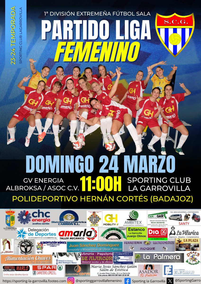 Vuelve la Liga, Domingo 24 a las 11:00h. nos enfrentamos a un duro rival, el GV ENERGIA ALBROKSA / ASOC C.V. de Badajoz
Puedes seguirlo por nuestro canal de youtube:
youtube.com/channel/UCghCG…
📷 Domingo 24marzo 2024
📷 Hora: 11:00h
📷  Lugar: Polideportivo Hernan Cortés Badajoz