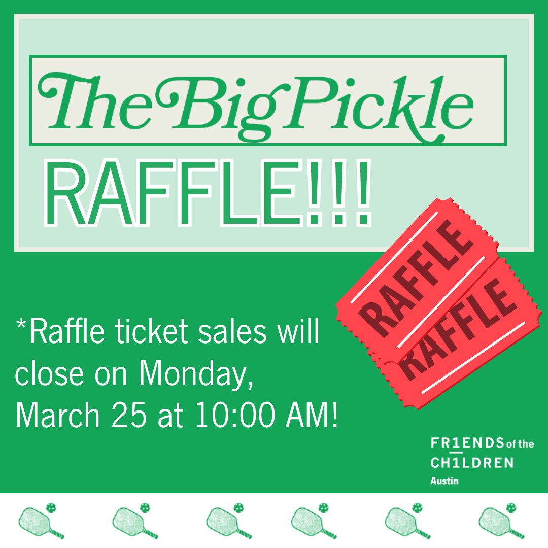 The Big Pickle is tomorrow, and we have 12 fabulous raffle prizes up for grabs! Check out all the details of these fabulous prizes and purchase your tickets today by clicking l8r.it/WOdk! *Raffle winners must be local to Austin in order to redeem these items.