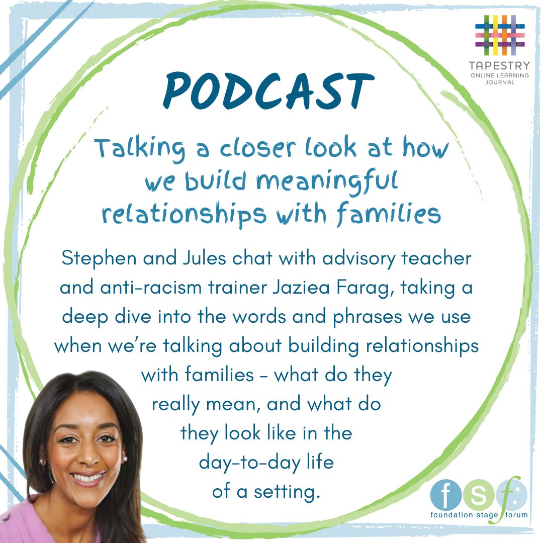 This week, Stephen and Jules chat with @JazieaF, taking a deep dive into the words and phrases we use when we’re talking about building relationships with families – what do they really mean, and what do they look like in the day-to-day life of a setting. ow.ly/PPVQ50QYG4o