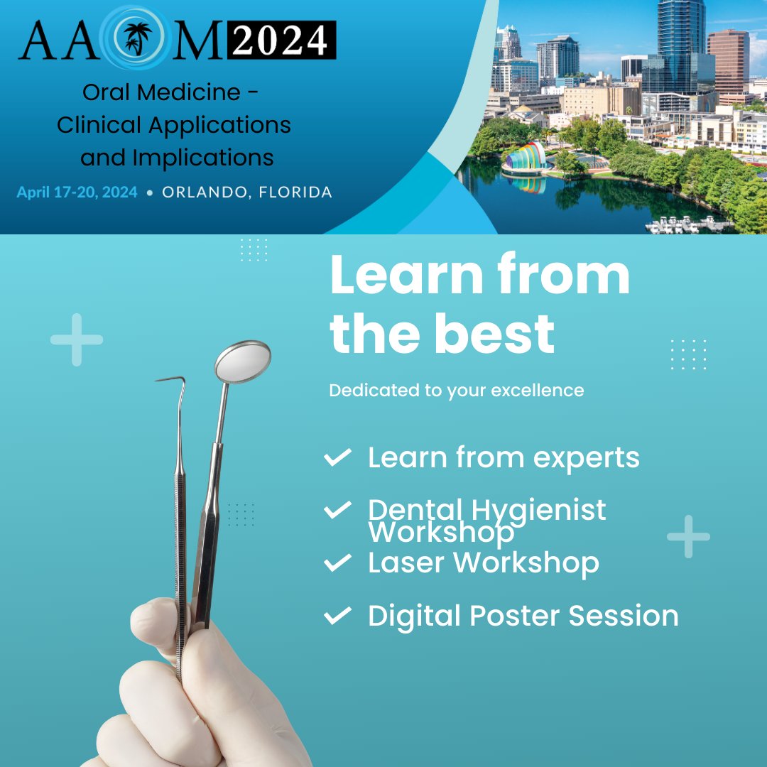 Dive into interactive workshops at the 2024 AAOM Conference! Register today to guarantee your spot: ow.ly/wPsW50QNYx4
 #AAOM2024 #AAOMConference #OralHealth #ProfessionalDevelopment #Dentists #Dentistry