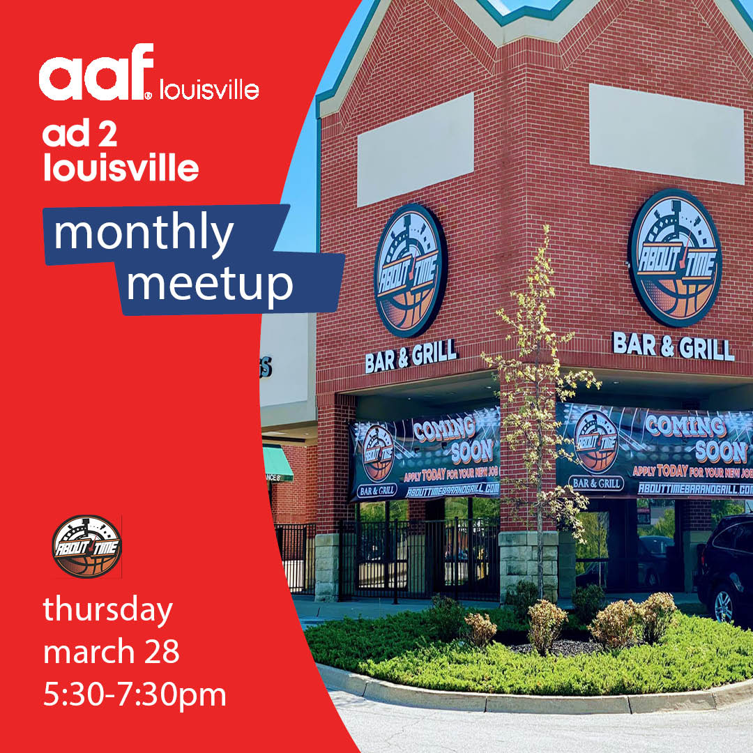 Mark your calendar - we are one week away from our March Meetup at About Time Bar and Grill! Let us know you are coming on our Facebook event page: fb.me/e/1JqKhpcQh.