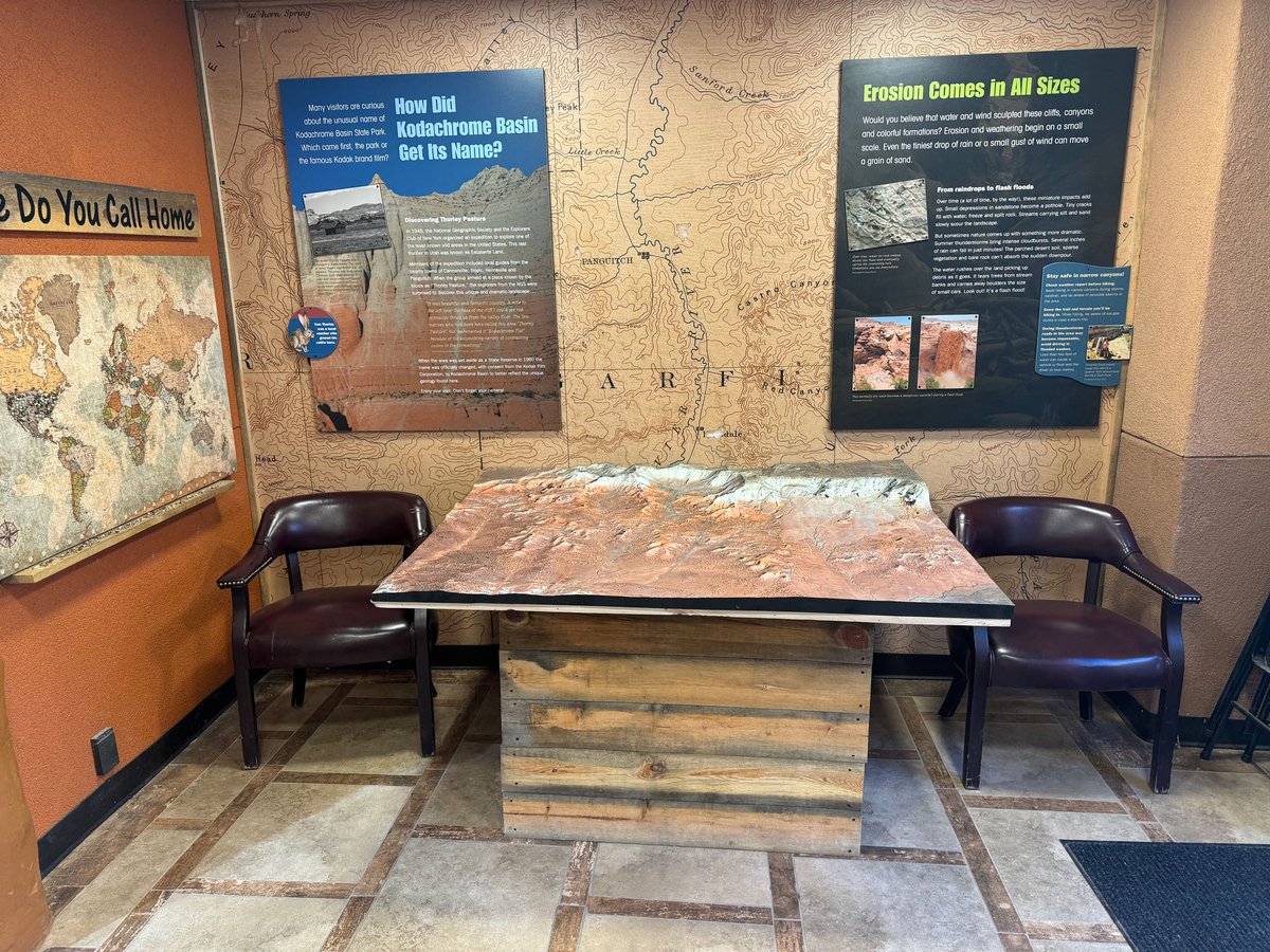 Here's an amazing 3D raised relief topography map that we built of Kodachrome Basin State Park in Southern Utah on display at the visitor's center there.

#kodachrome #kodachromebasin #Kodachromestatepark #southernutah #brycecanyon #cannonville #utahscenery #utahstateparks
