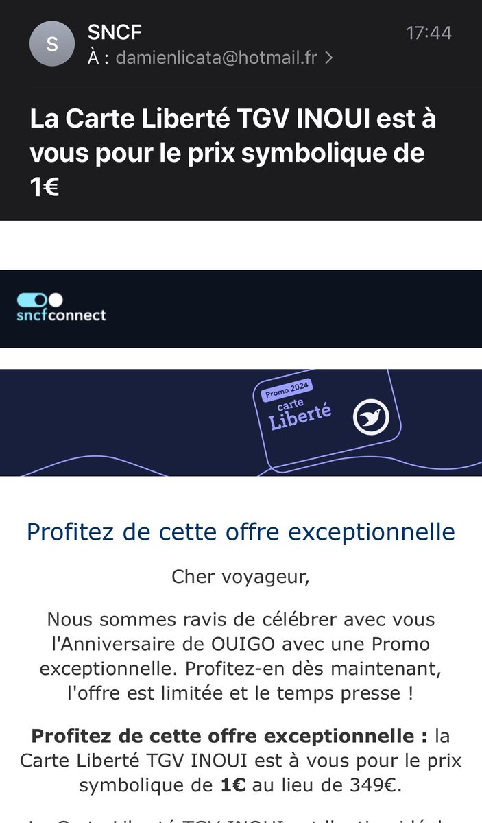 DamienLicata's tweet image. &amp;gt; Belle campagne de phishing en cours aux couleurs de la Sncf. L’email promet une réduction exceptionnelle de 348 euros sur une carte d’abonnement. Le lien mène à un site Sncf.duckdns qui aspire les données de l’utilisateur.
