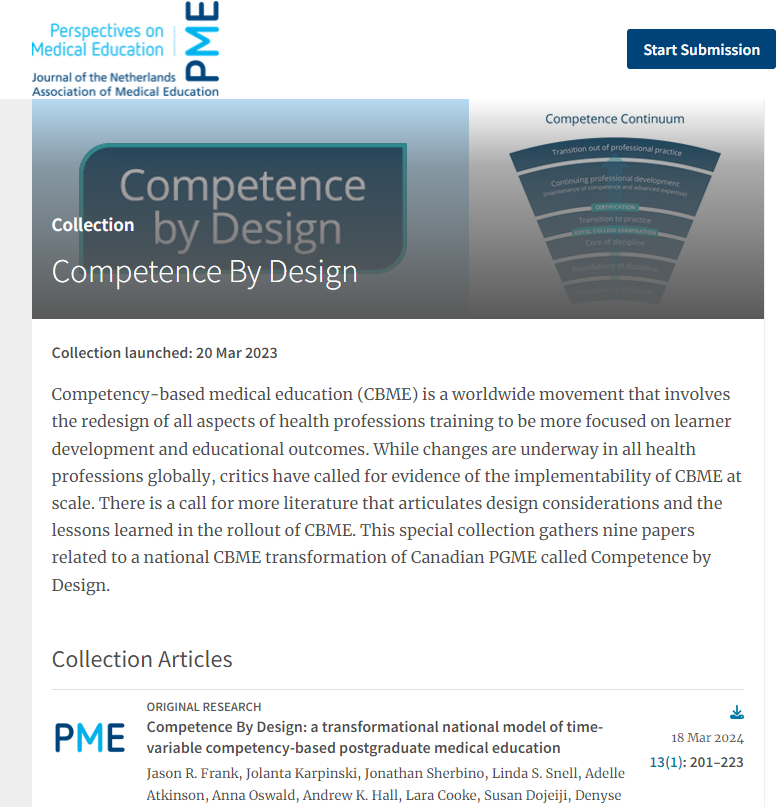 Can #CBME be implemented on a big scale? How can we realign a #meded system for a transformative innovation? Check out this collection of papers on #CompetenceByDesign via <a href="/pmeded/">Perspectives (PME)</a>: pmejournal.org/collections/co…