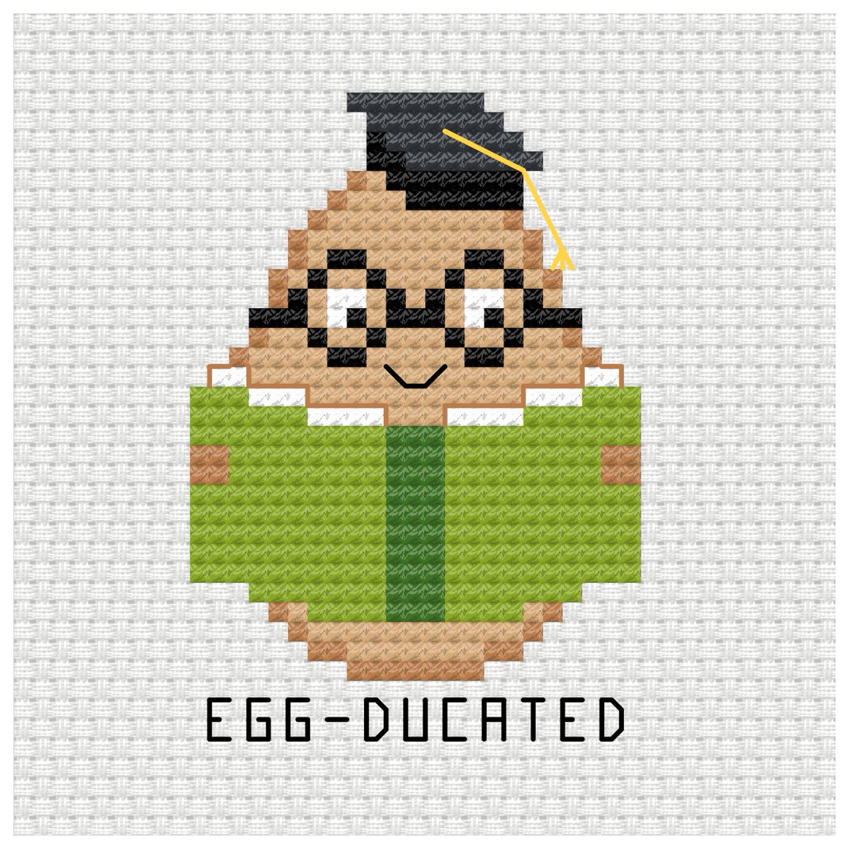 Hi patrons, this cute egg pun is this weeks pattern for you all. patreon.com/ringcat #crossstitchpattern #patreoncreator #foodpun #eggducated