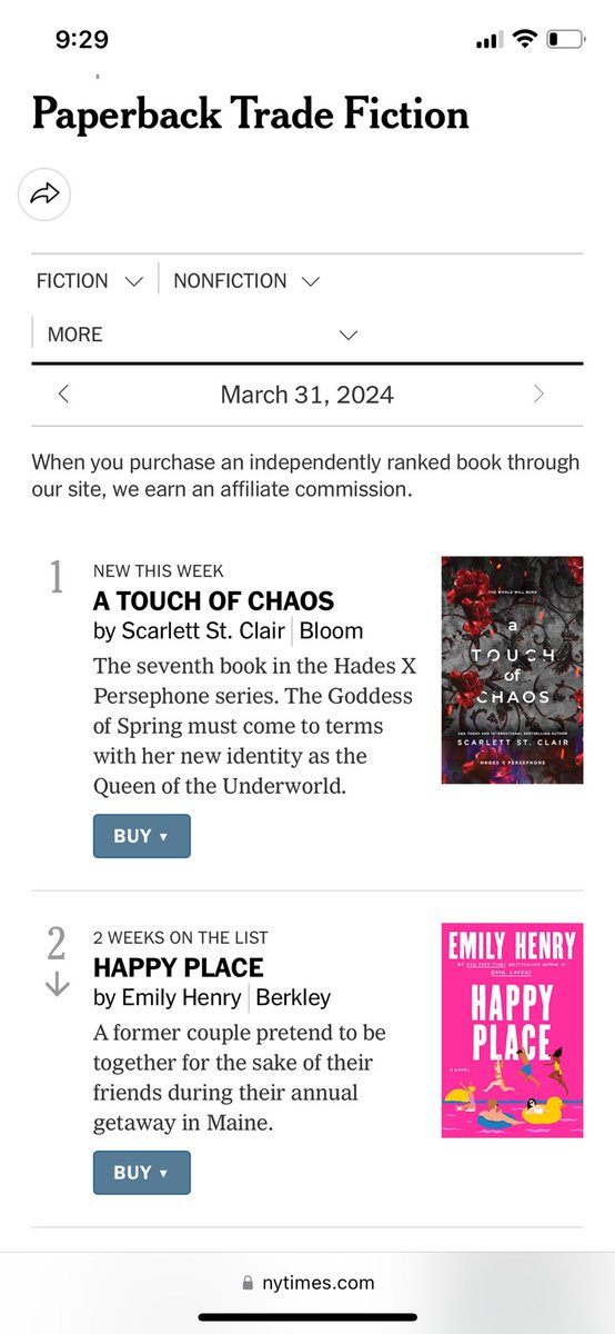 Scarlett St. Clair is #1 on the NYT this week! This is monumental! She is a citizen of the Muscogee Nation—that’s a NATIVE woman topping the most exclusive best seller list for romantic fantasy— a genre dominating the industry right now. Congratulations Scarlett!